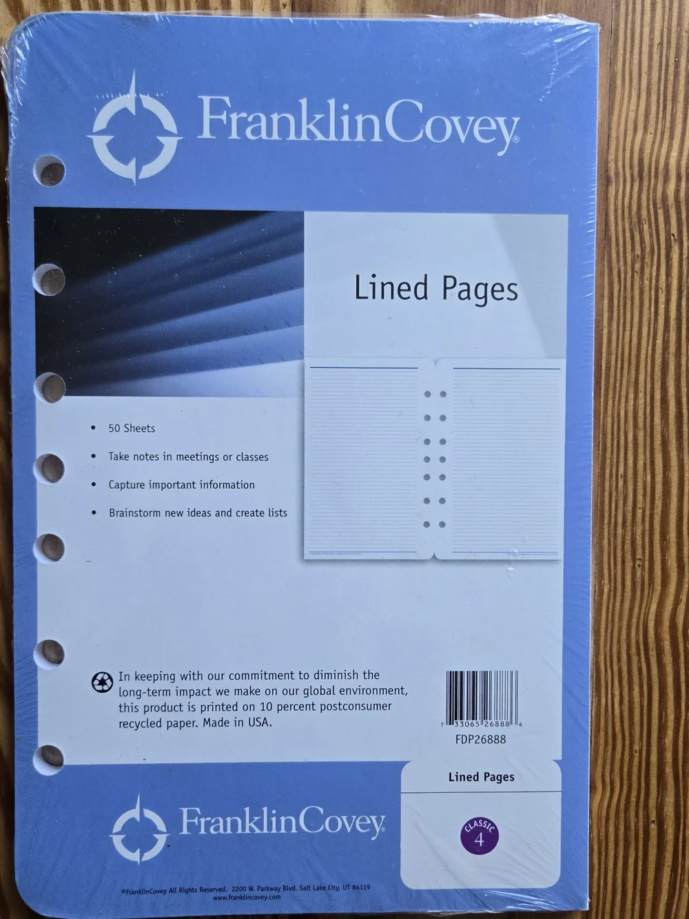 Franklin Covey Blue Lined Pages Refill plus 3-Ring Classic Binder
